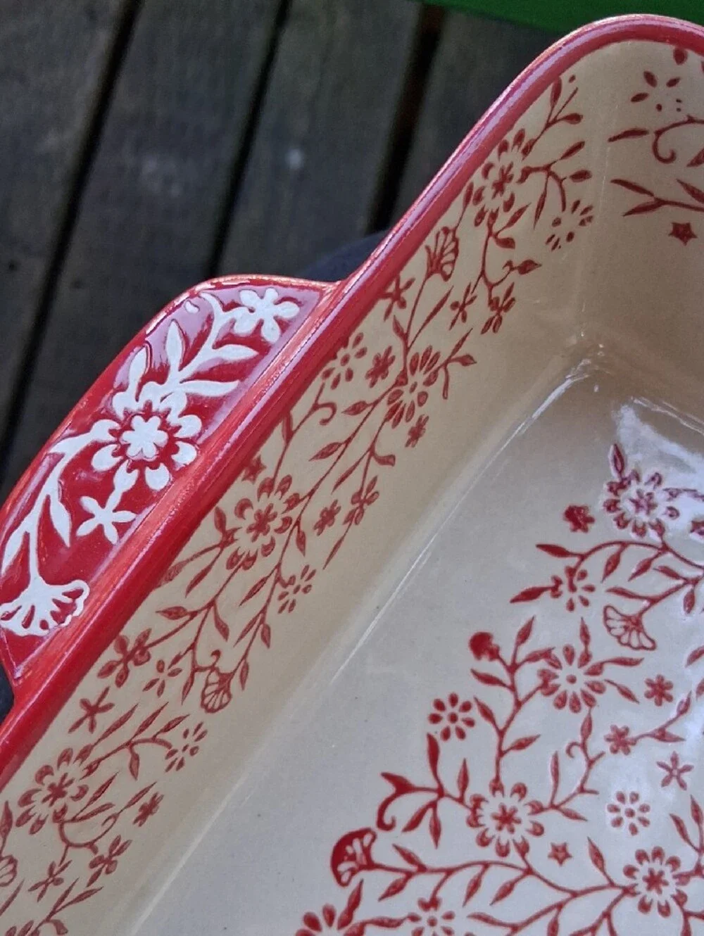 Artisan Pink Floral Rectangular Ceramic Bakeware